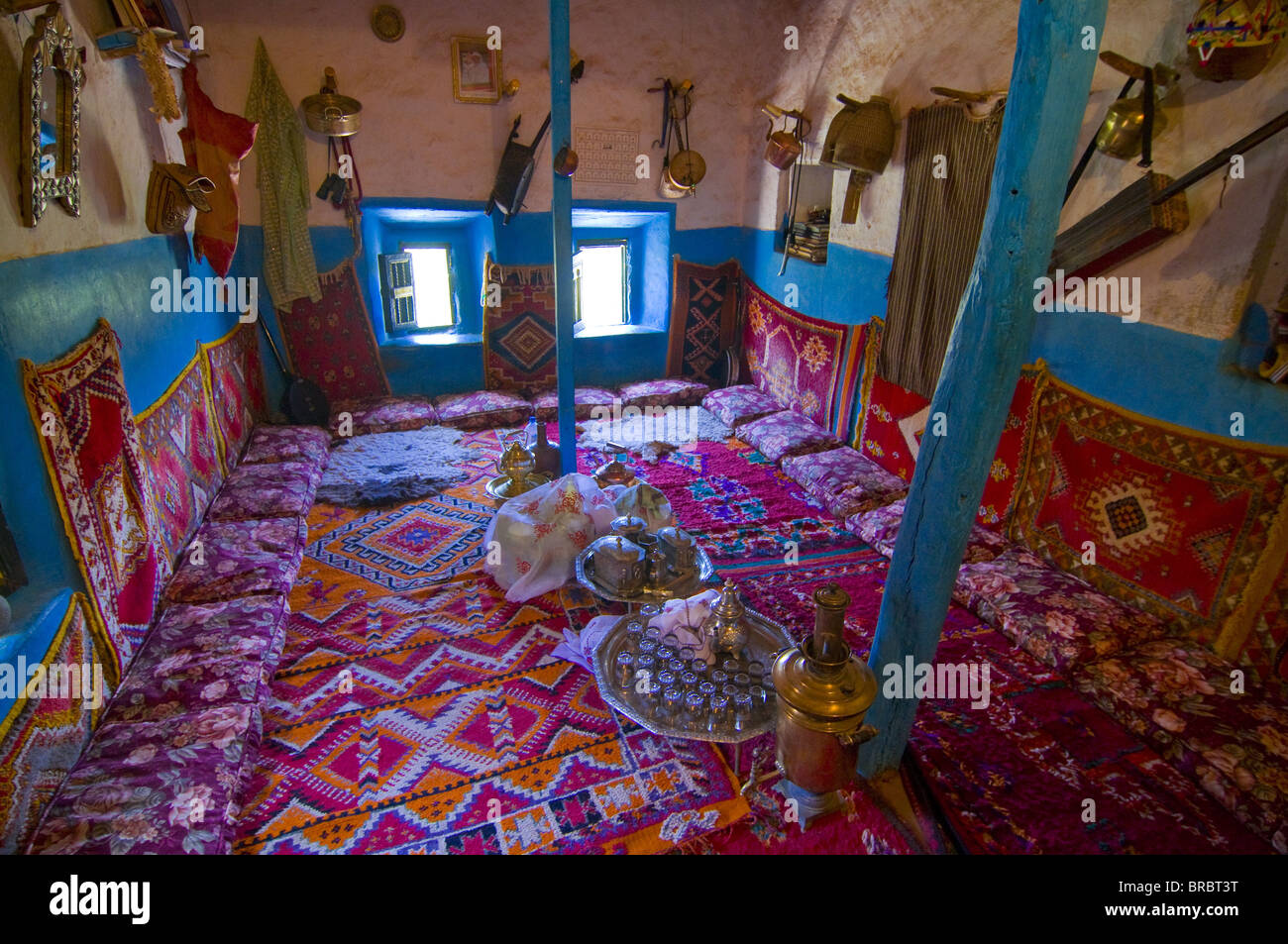 Ancienne maison, maintenant un musée, montrant la vie traditionnelle berbère, Tafraoute, le Maroc, l'Afrique du Nord Banque D'Images
