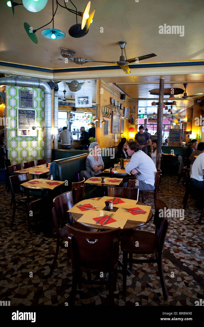 Restaurant Chez Prune, le Canal Saint Martin, Paris Banque D'Images