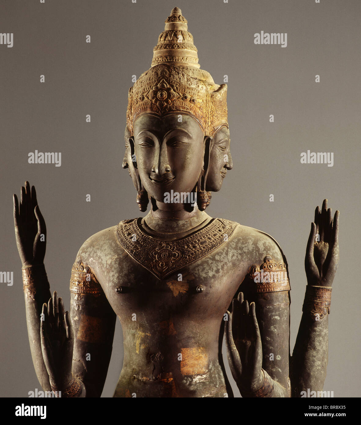 Brahma Bronze cast de Sukhothai au 14e siècle, Musée National de Bangkok, Thaïlande Banque D'Images