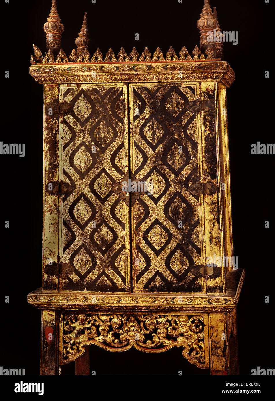 Cabinet laqué manuscrit datant du règne du Roi Narai au 17ème siècle, la Thaïlande Banque D'Images