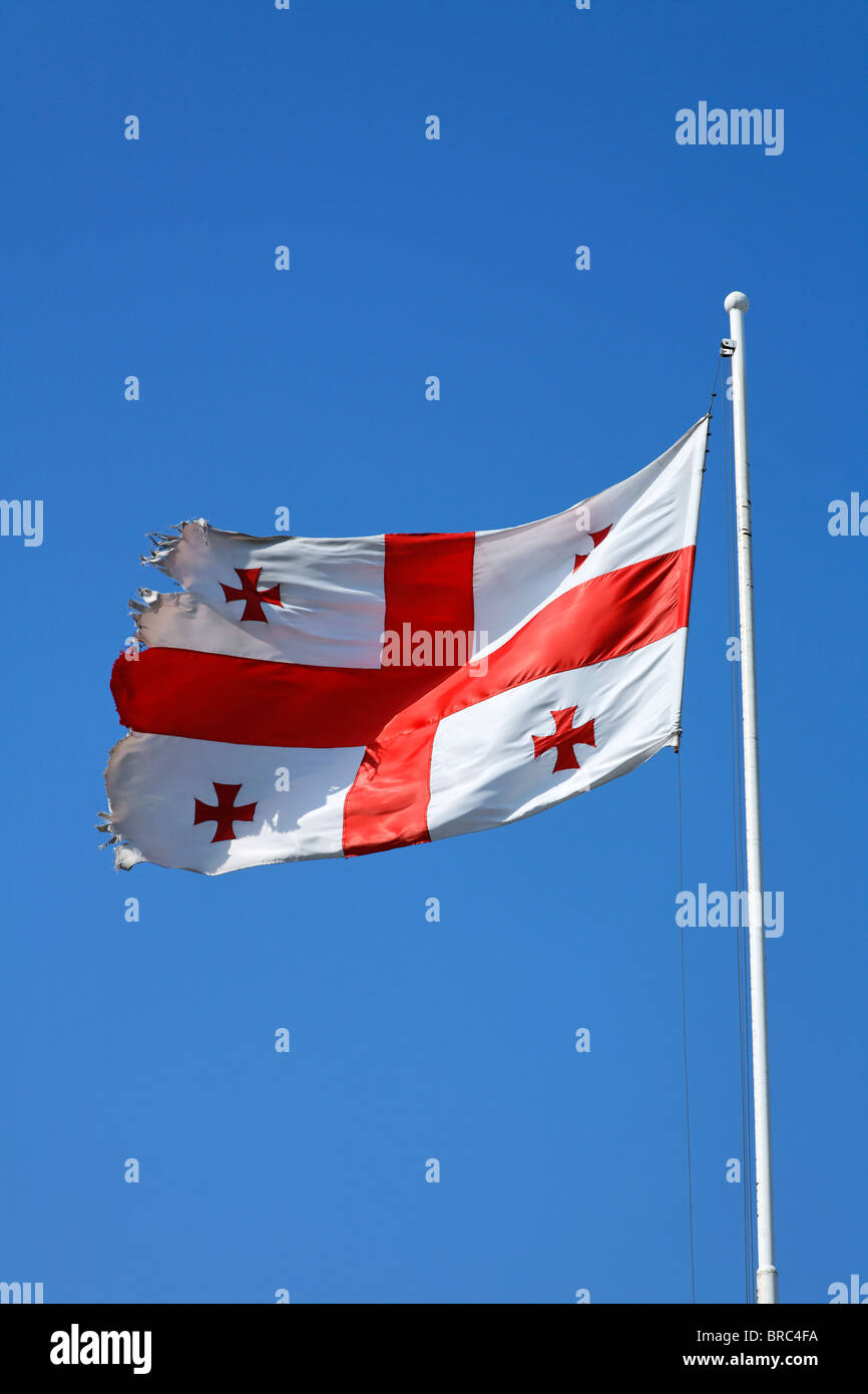 Drapeau de la Géorgie, Tbilissi, Géorgie Banque D'Images