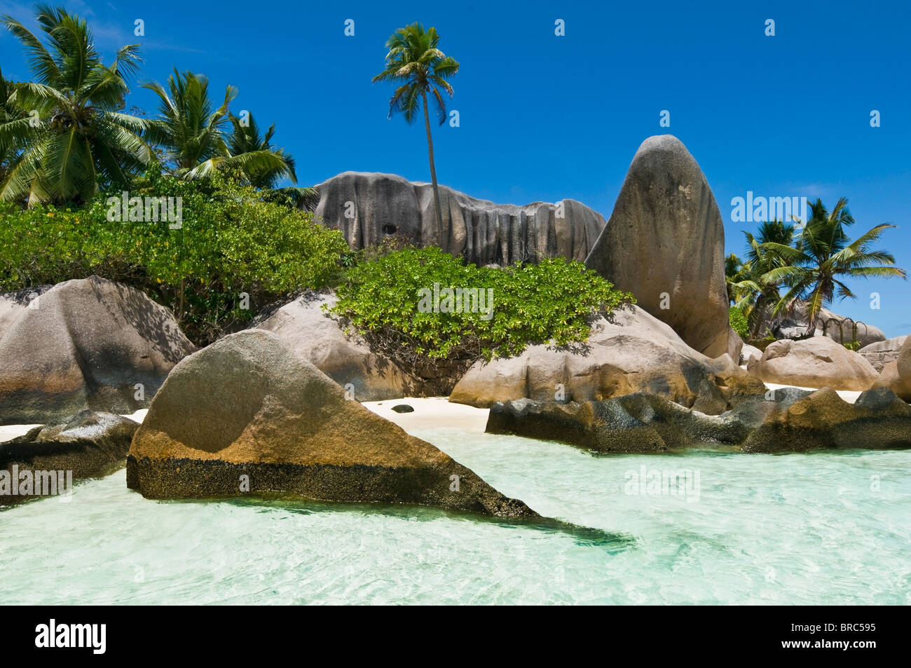 Anse Source d'argent, l'île de La Digue, Seychelles Banque D'Images