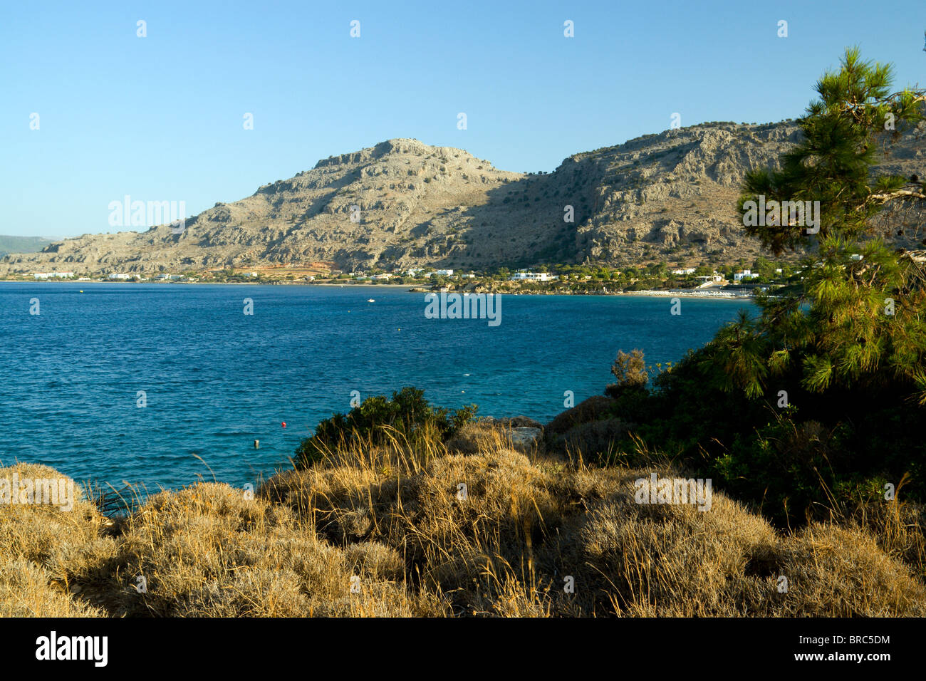 Vue sur Puerto de lindos rhodes Dodécanèse Grèce Banque D'Images