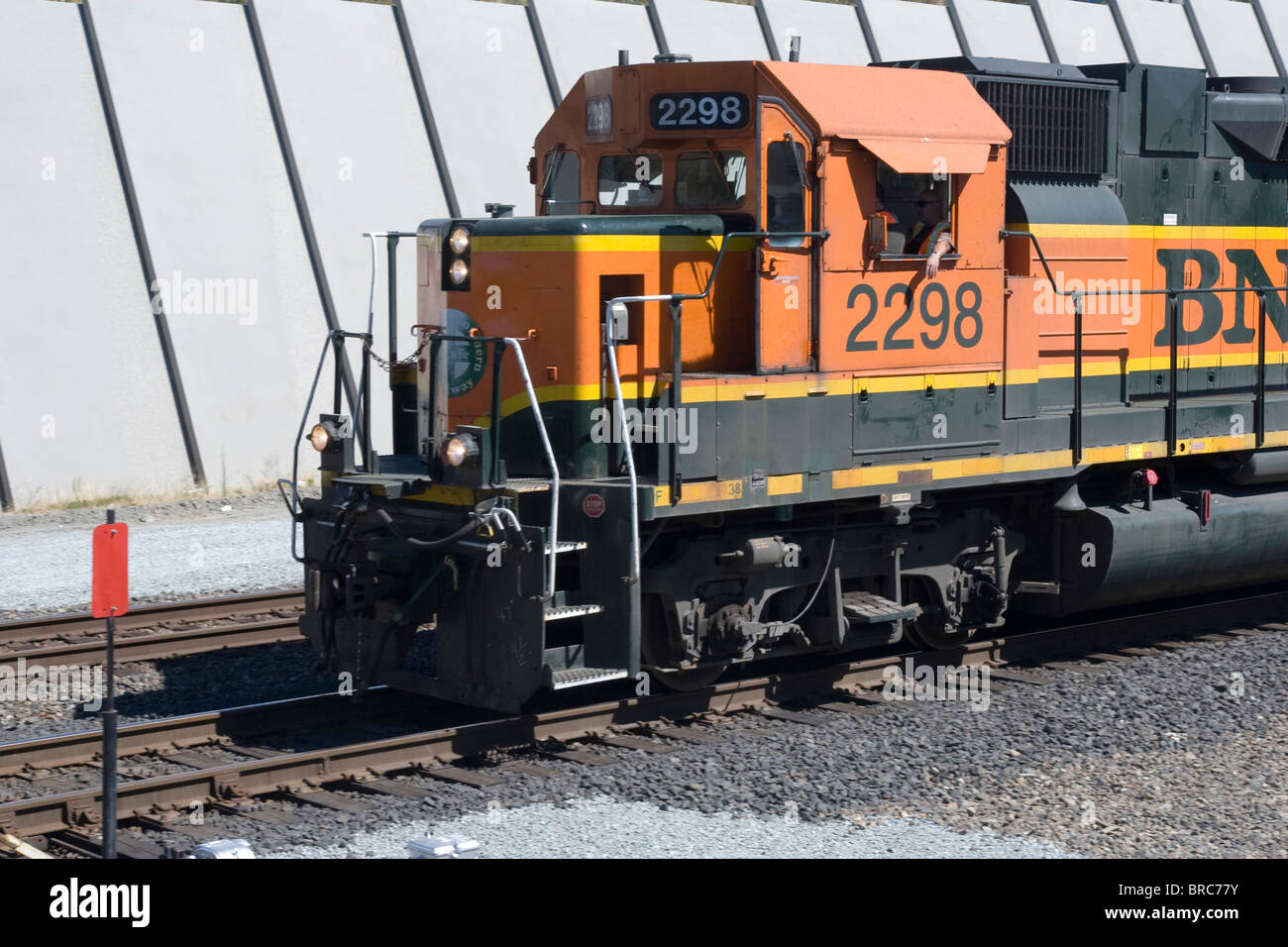 La Burlington Northern Santa Fe locomotive BNSF dans le centre de Seattle, WA USA Banque D'Images