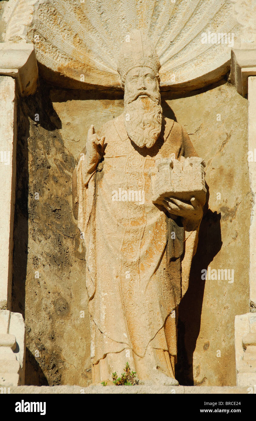 DUBROVNIK, Croatie. Une statue de Saint Blaise, le saint patron de Dubrovnik, près de la porte PLOCE dans la vieille ville. 2010. Banque D'Images