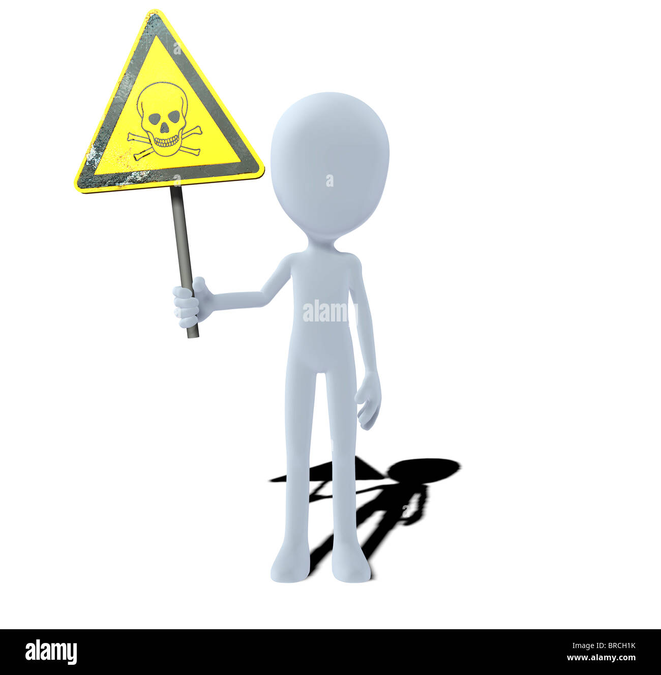 Concept figure avec panneau d'avertissement poison Banque D'Images