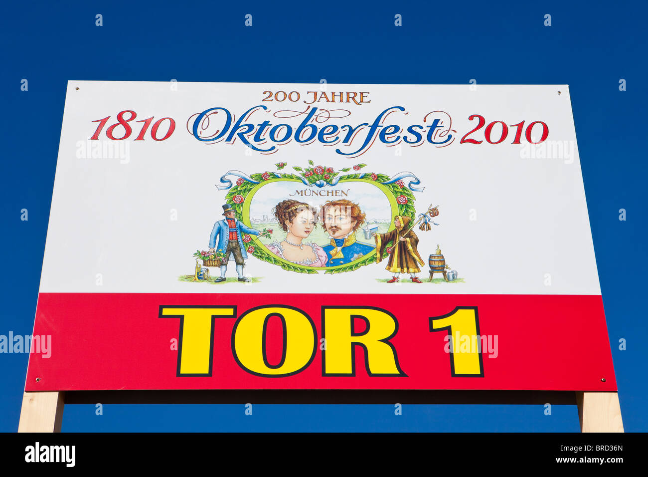 Un panneau d'entrée de porte montrant 200 ans de l'Oktoberfest Banque D'Images