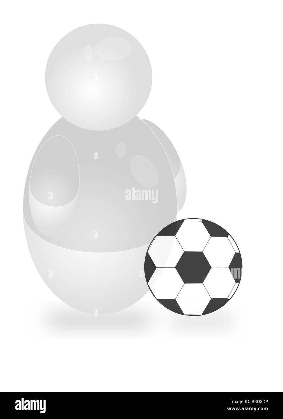 Un joueur de soccer stylisée. Tous isolé sur fond blanc. Banque D'Images