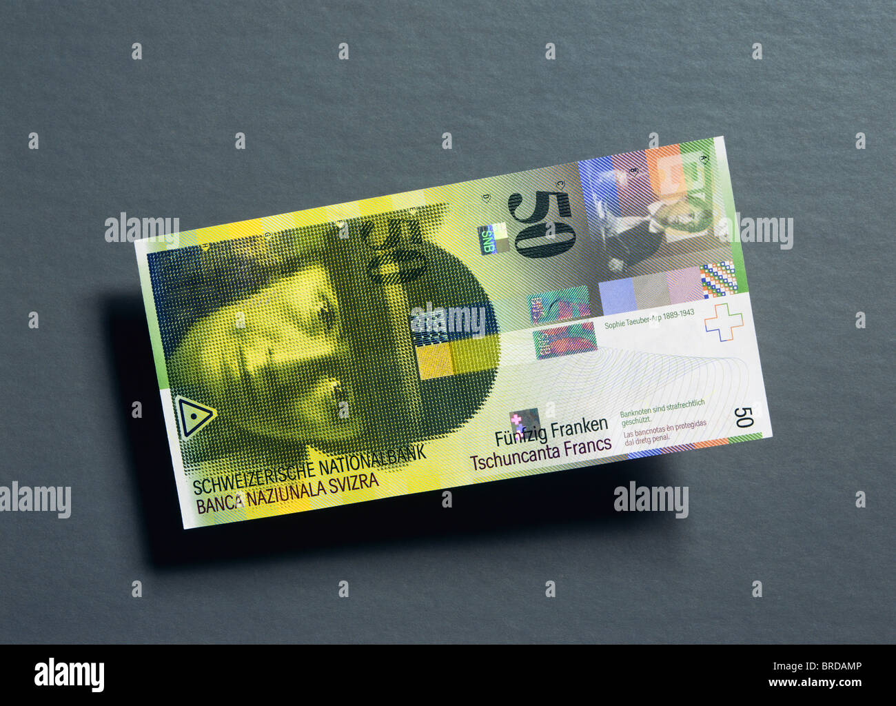 Billet de 50 francs suisses avec Sophie Taeuber ARP portrait, Suisse, Europe Banque D'Images