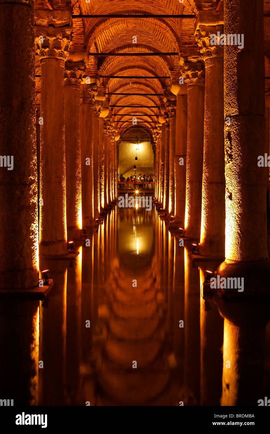 La Citerne basilique intérieur, Istanbul, Turquie Banque D'Images
