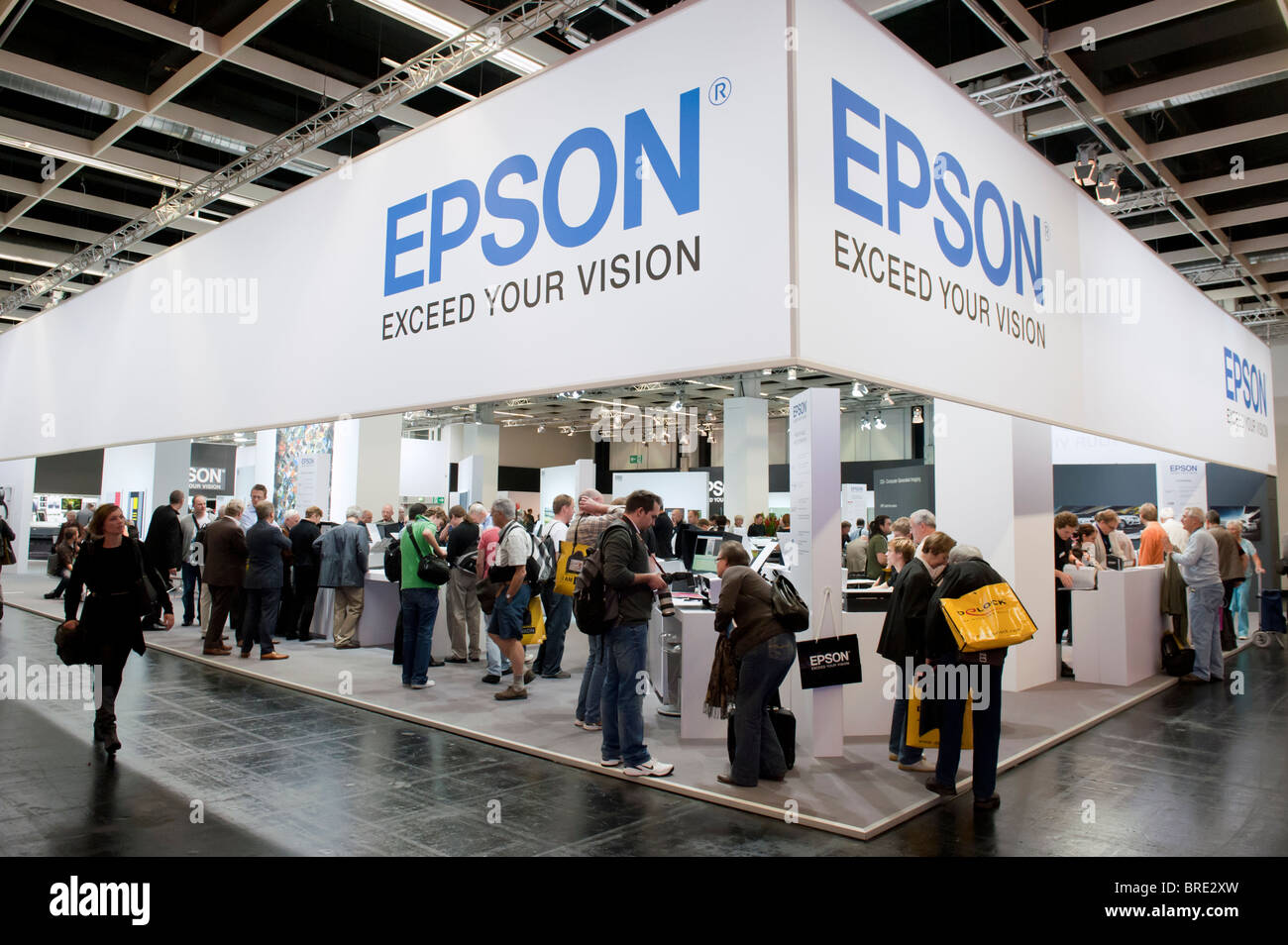 Stand au Salon Photokina Epson imagerie numérique trade show à Cologne Allemagne Banque D'Images