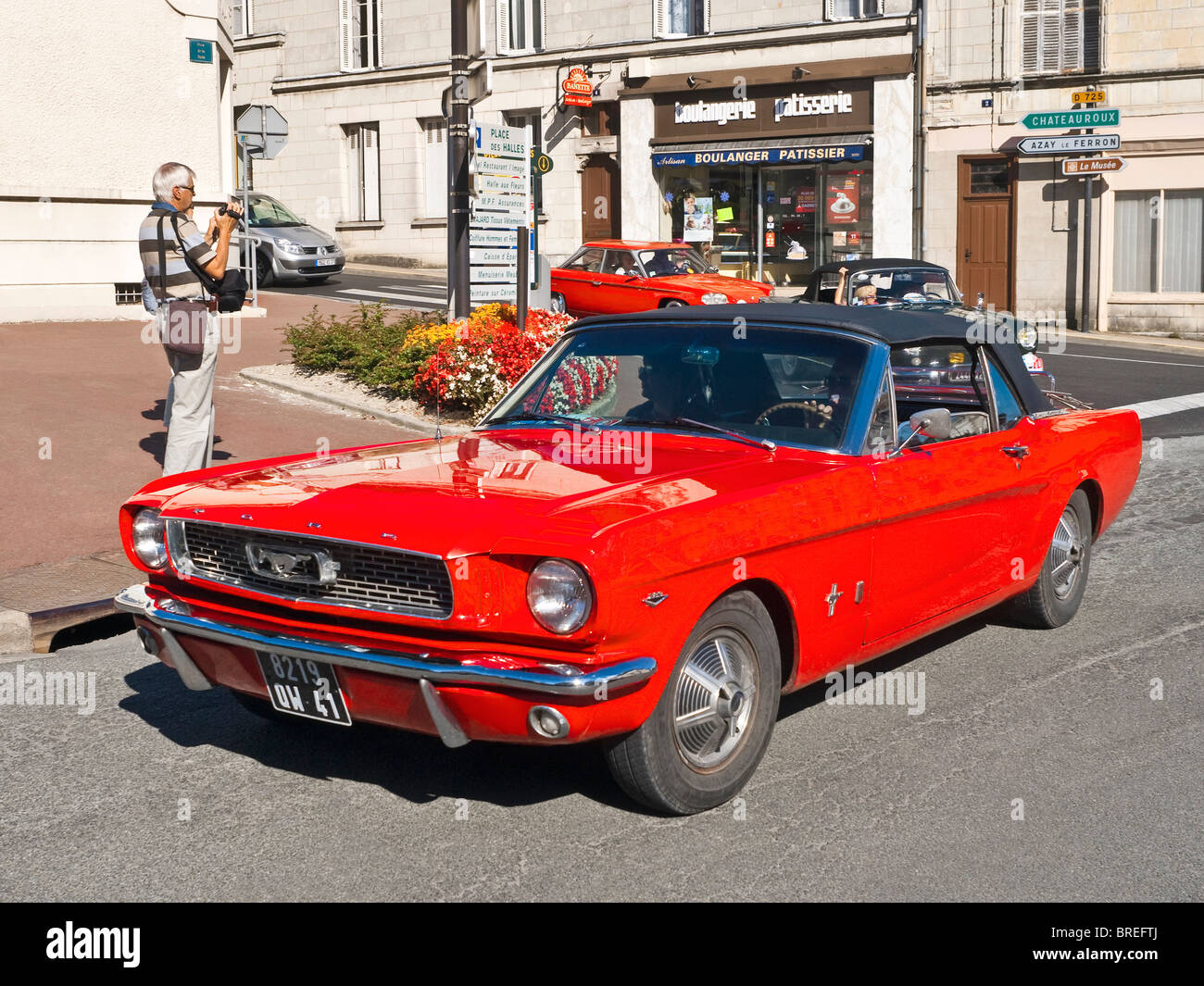 American 1970 Ford Mustang voiture classique - France. Banque D'Images