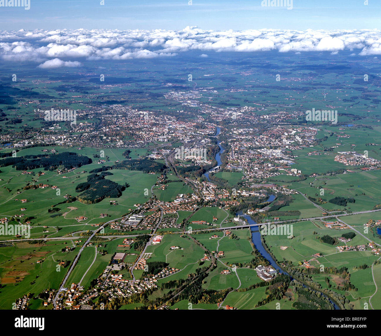 Photo aérienne, Kempten dans Allgeau, Schwaben, Bavaria, Germany, Europe Banque D'Images