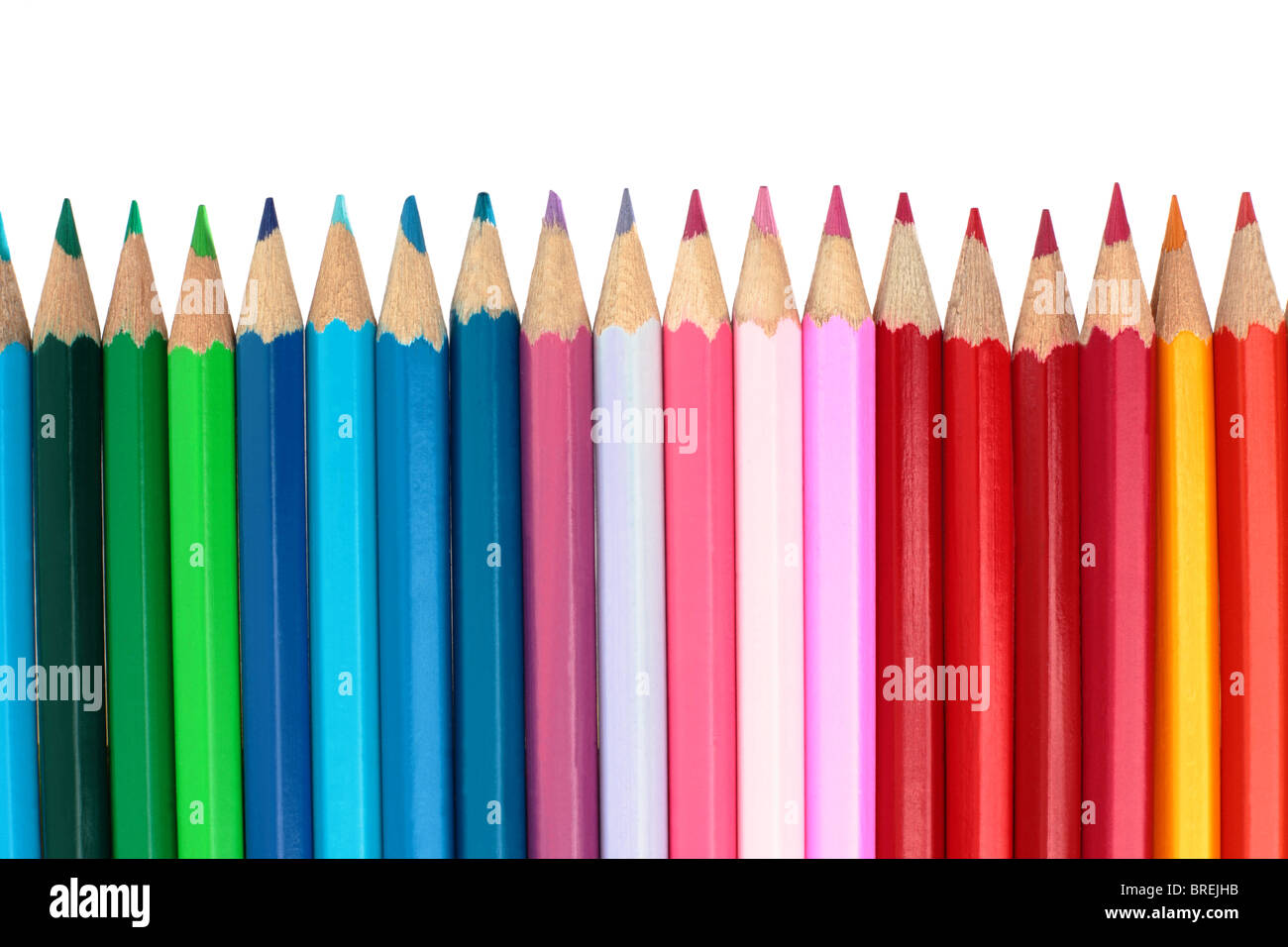 Crayons Multi-couleur sur fond blanc Banque D'Images