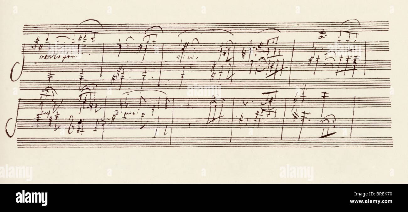 Partie de la mme. de Ludwig van Beethoven sonate in A, Op.101. Banque D'Images