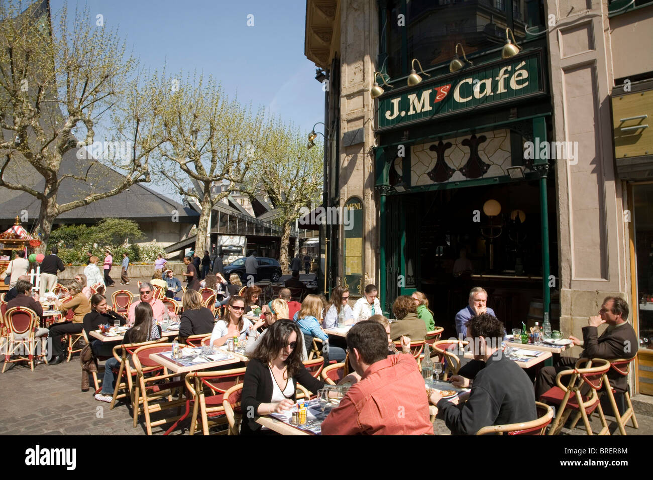 Street Café à Rouen, Normandie, France, Europe Banque D'Images