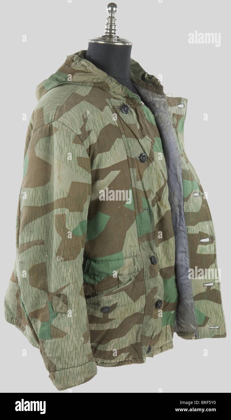 Wehrmacht, Anorak camouflé avec capuche, camouflage modèle 'éclat', non réversible, appareils de boutons, double-ure en soie bleu, , Banque D'Images