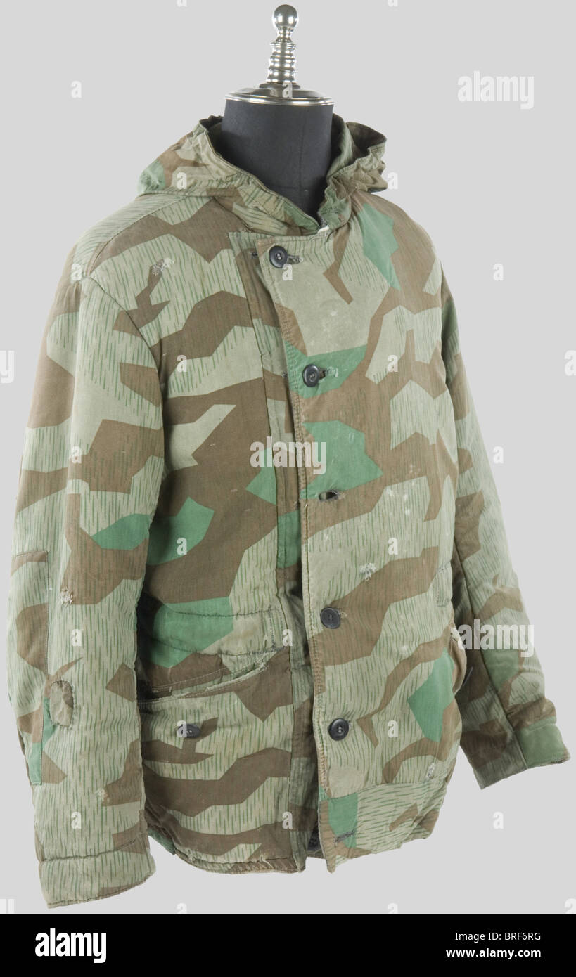 Wehrmacht, Anorak camouflé avec capuche, camouflage modèle 'éclat', non réversible, appareils de boutons, double-ure en soie bleu, , Banque D'Images
