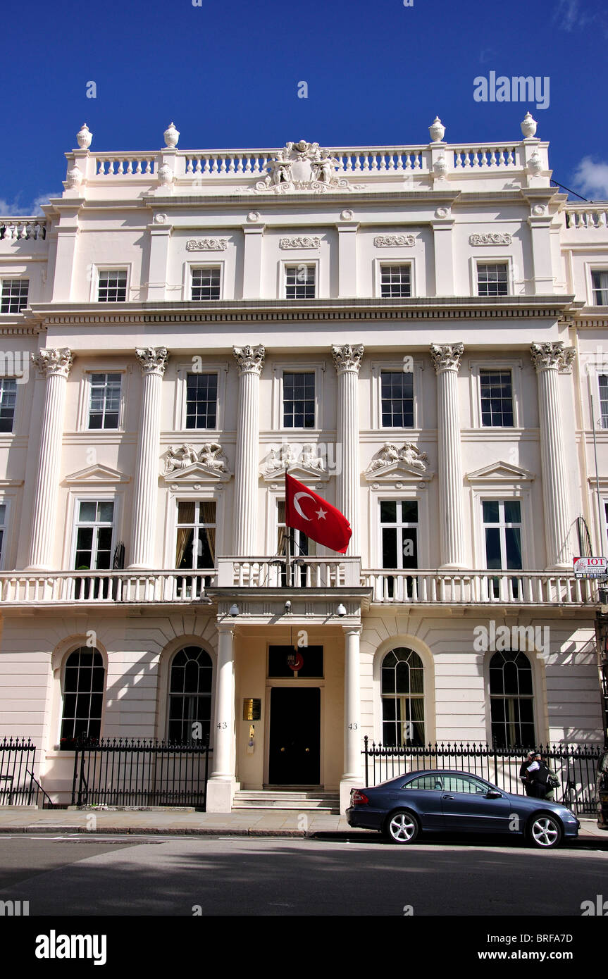 Ambassade de Turquie, Belgrave Square, Belgravia, City of westminster, Greater London, Angleterre, Royaume-Uni Banque D'Images