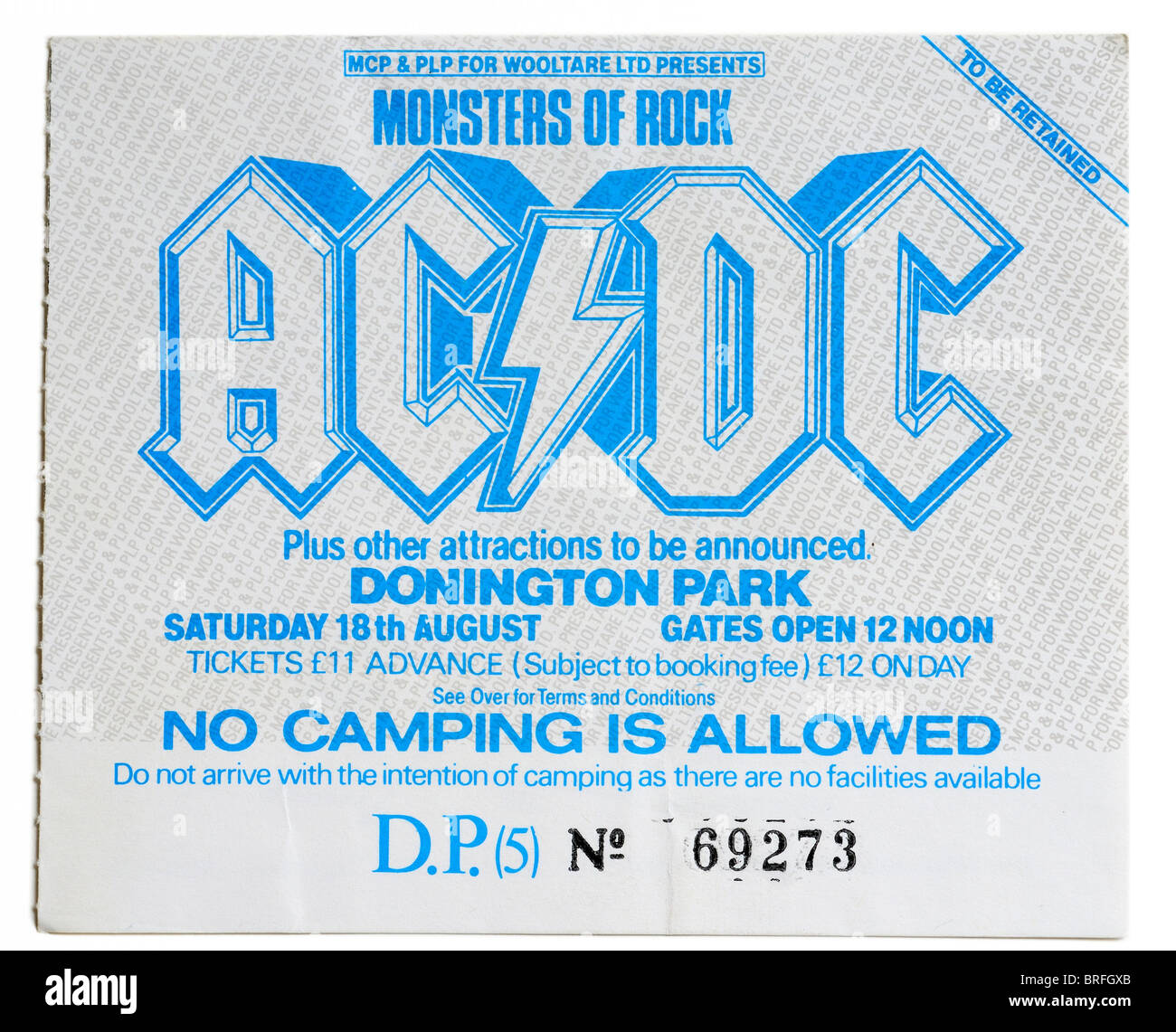 Un billet de concert d'AC/DC de Donington Park Banque D'Images
