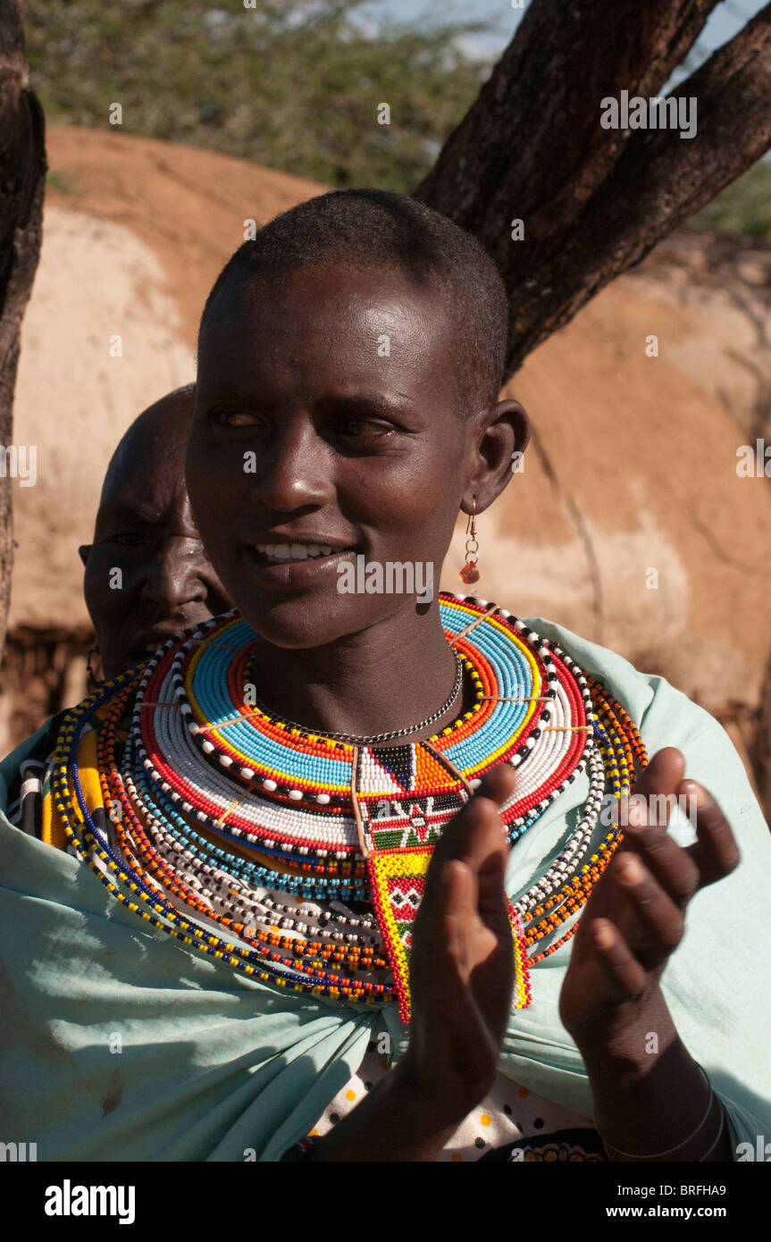 Femme Samburu, Loisaba Wilderness Conservancy, Laikipia, Kenya. Banque D'Images