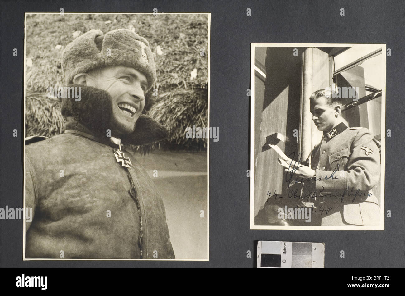Max Wünsche - un album photo historique, très significatif avec des  autographes de la période 1939 à 1944.,unique, grand format en bois liant  avec une image intarsia d'un char tigre sur le