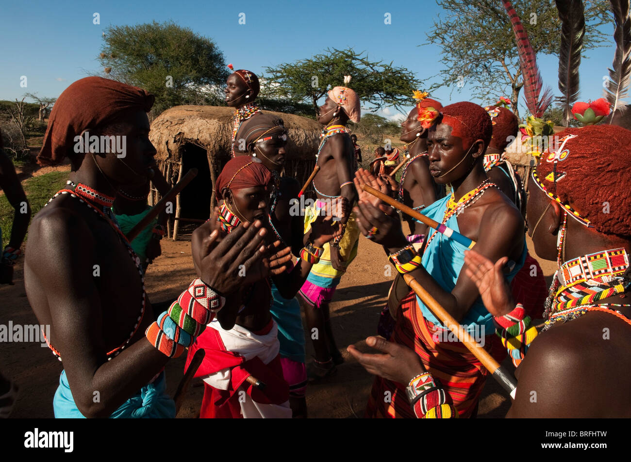 La tribu Samburu, Loisaba Wilderness Conservancy, Laikipia, Kenya. Banque D'Images