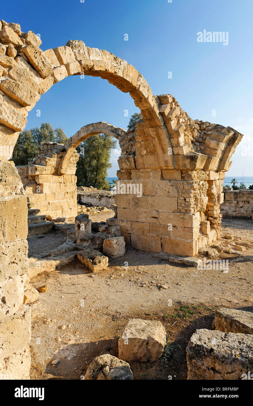 Saranda Kolones forteresse, Archway, archéologie, UNESCO World Heritage Site, Kato, Paphos, Paphos, Chypre, Europe Banque D'Images