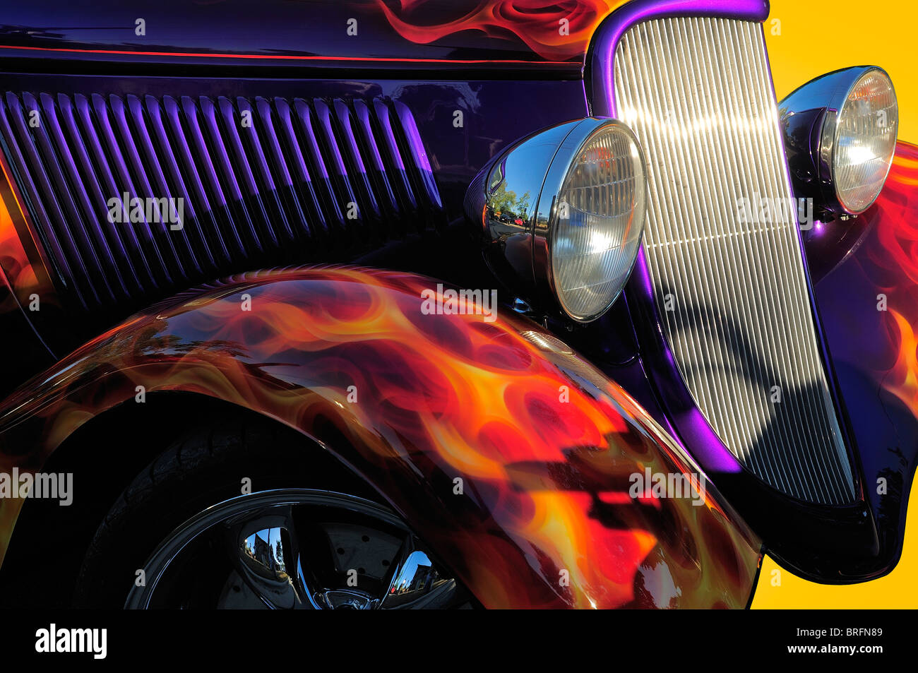 Abstract view of American Hot Rod custom flame de peinture.. Banque D'Images