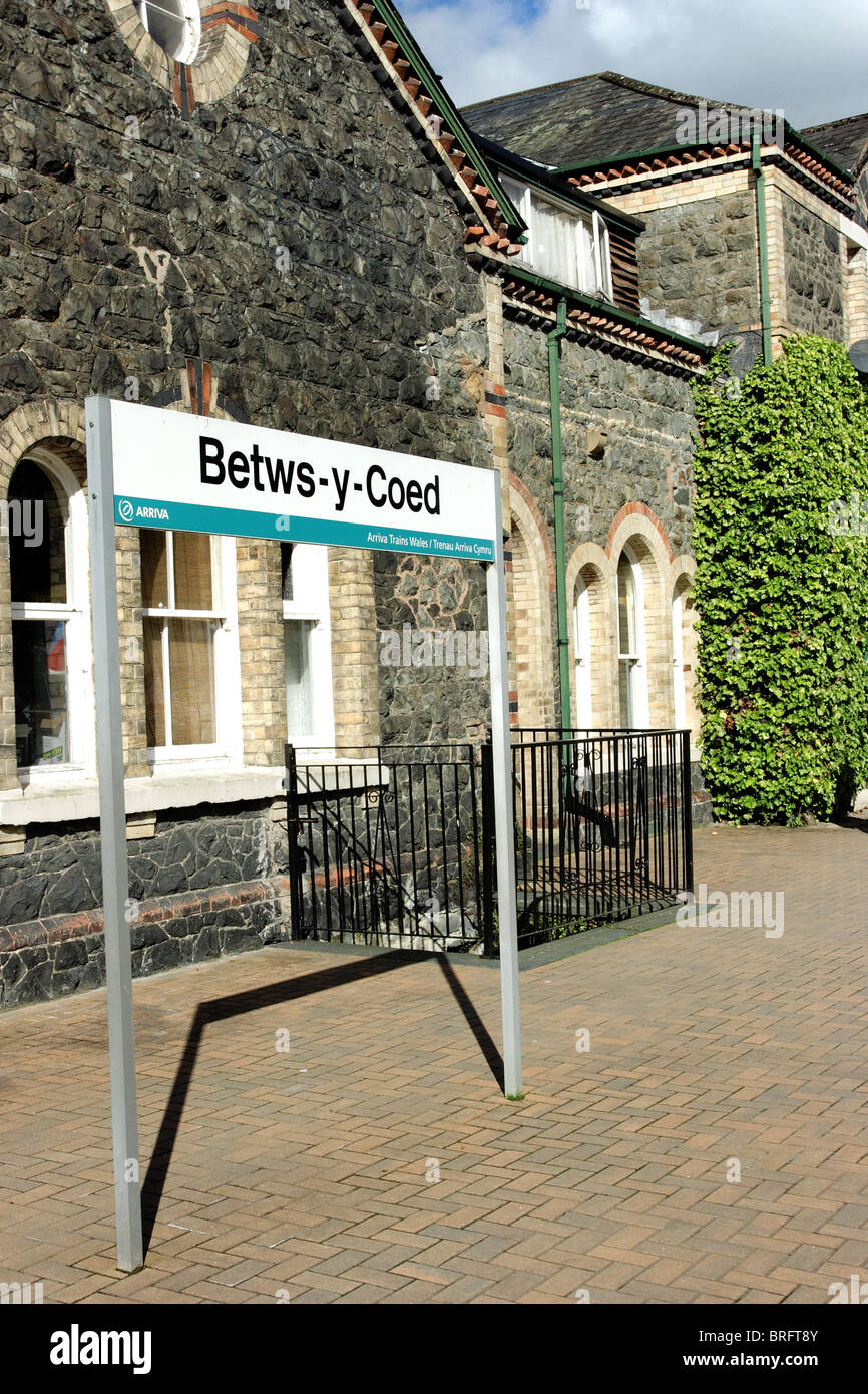 La gare de Betws y Coed, Gwynedd, au nord du Pays de Galles Banque D'Images