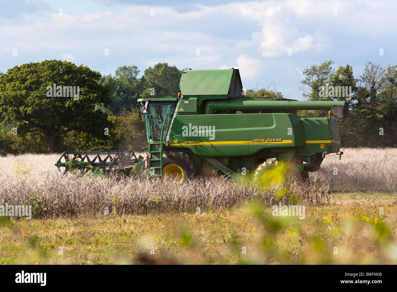 Machines moissonneuse-batteuse John Deere Harvester in Field Banque D'Images