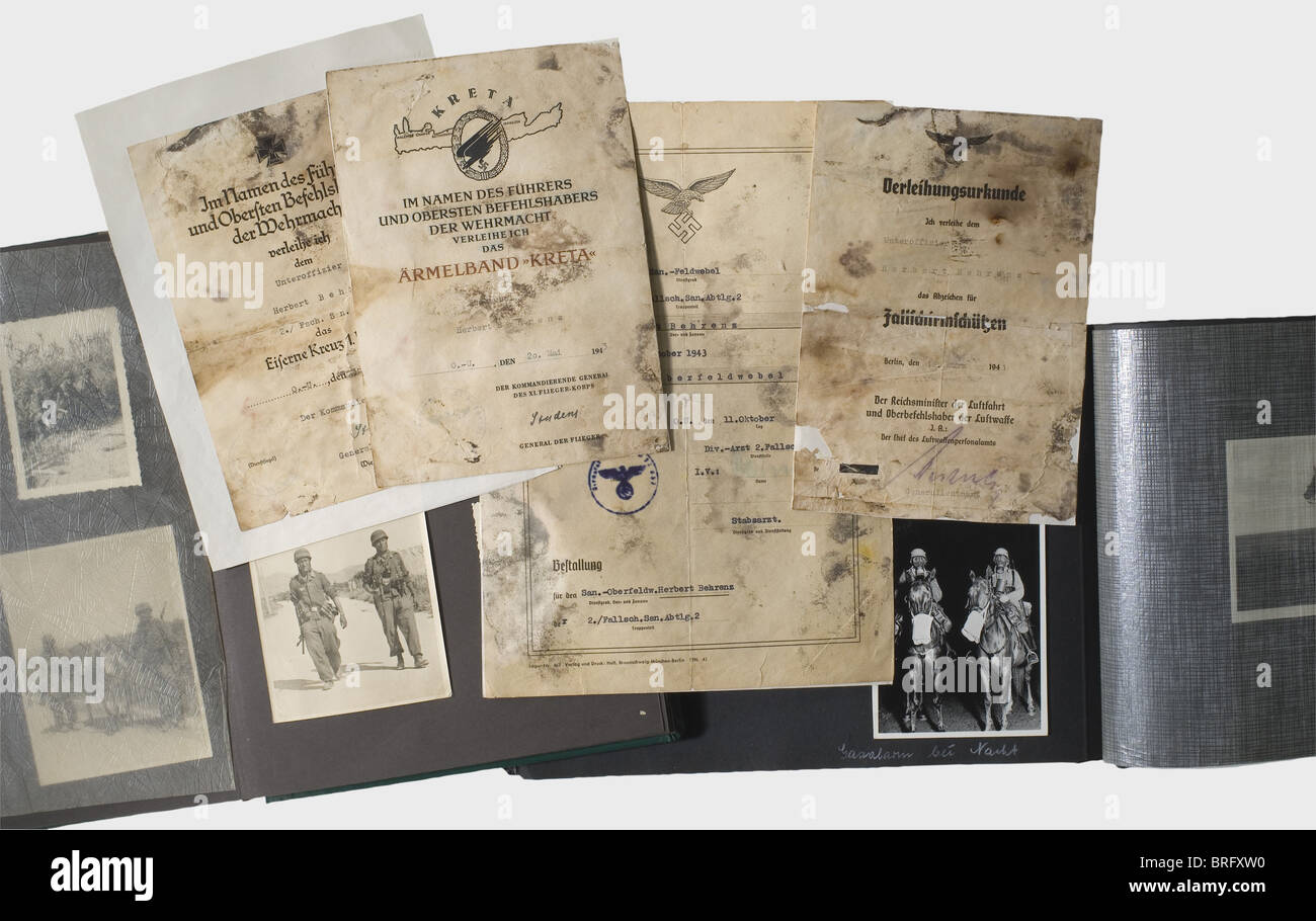Document Et Heritage Photographique D Une Nco Medicale De Paratrooper Documents Certificat De Recompense Pour L Insigne De Paratrooper 12 Mars 1941 Signe Par Gl Major General Kastner A L Encre Citation Pour La Croix De Fer
