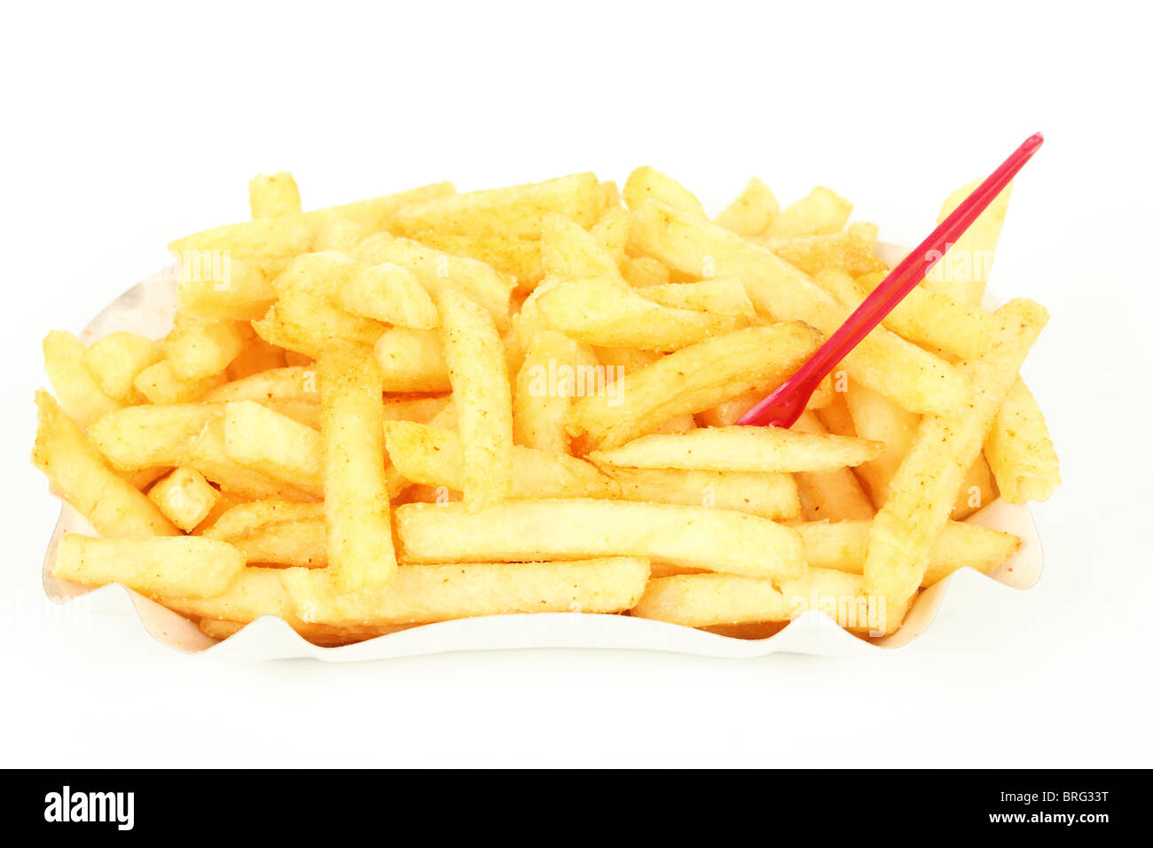 Frites isolé sur fond blanc Banque D'Images