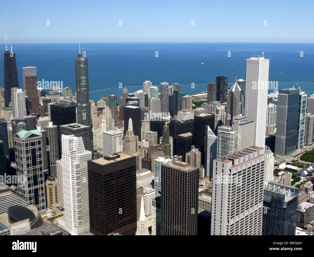 Horizon de Chicago et le lac Michigan Vue aérienne Banque D'Images