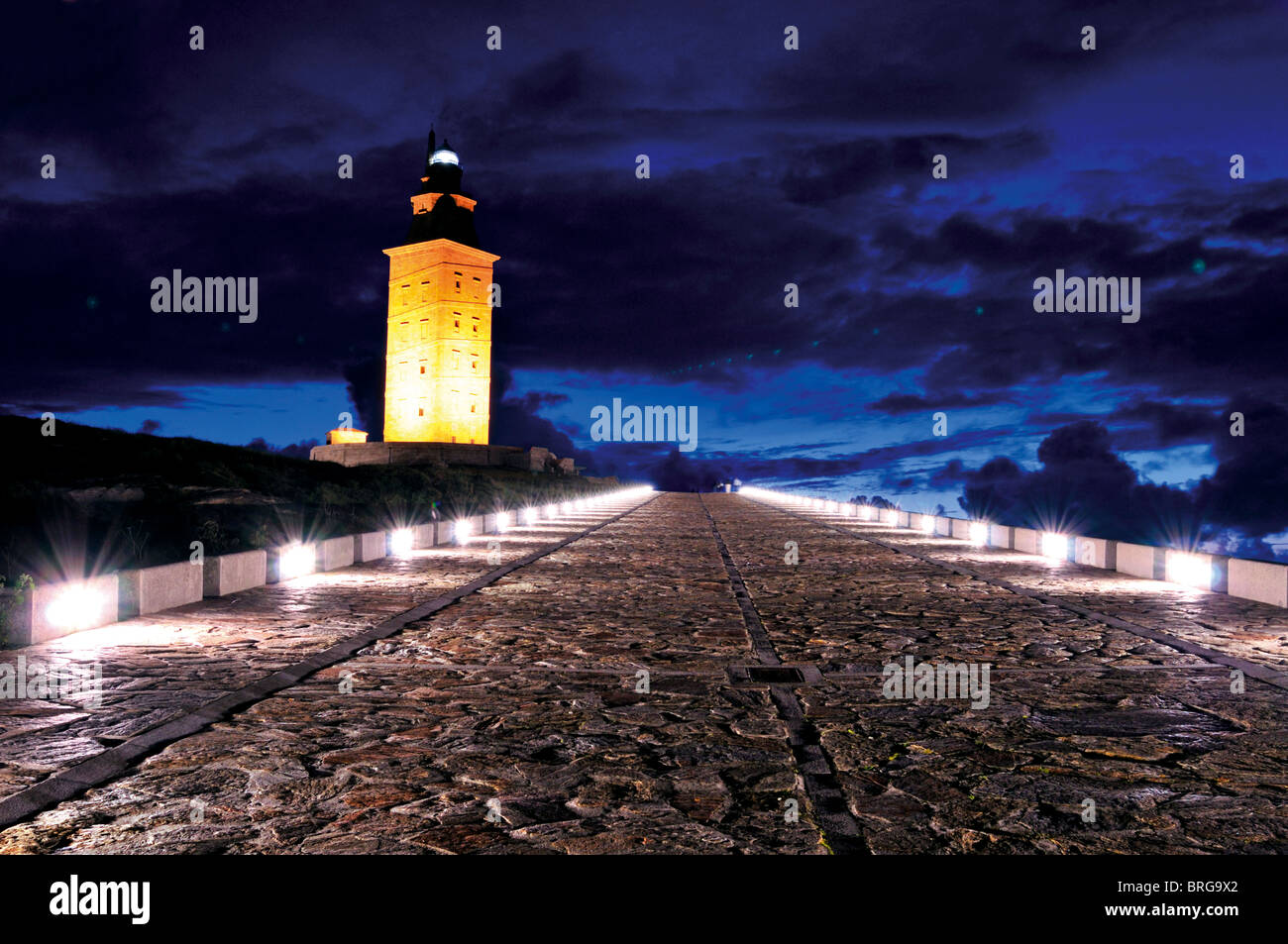 L'Espagne, la Galice : phare romain 'Torre Hercules' dans A Coruna Banque D'Images