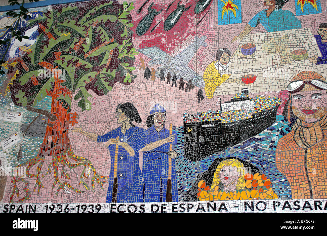 'Echoes of Spain' Spanish Civil War Memorial mosaïque, Portobello Road, Notting Hill, London, England, UK Banque D'Images