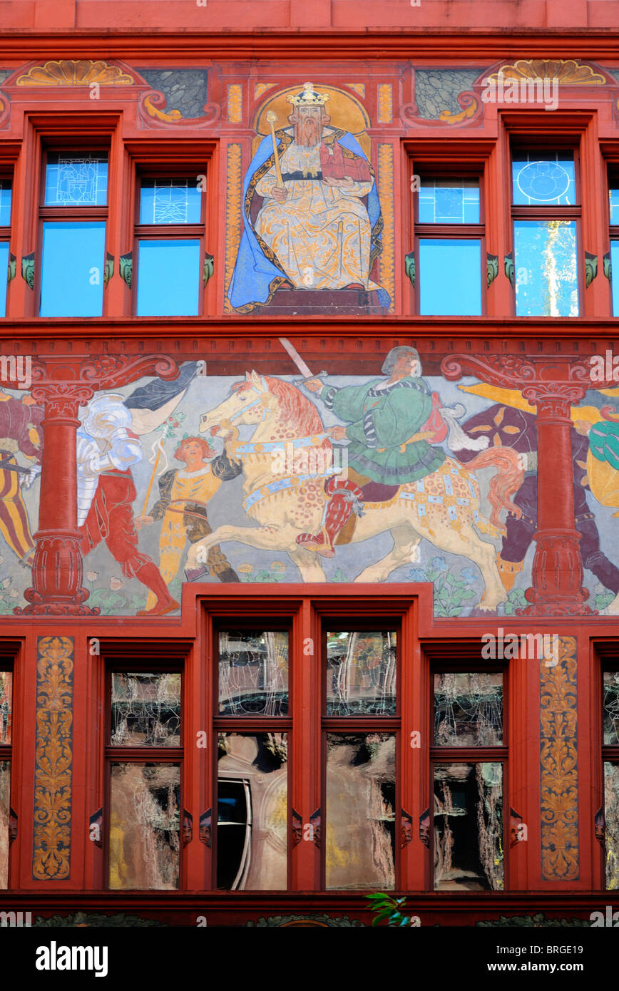 Bâle (Suisse), de la balle. 16thC Rathaus (hôtel de ville). Détail de l'Art Nouveau dans la cour Banque D'Images