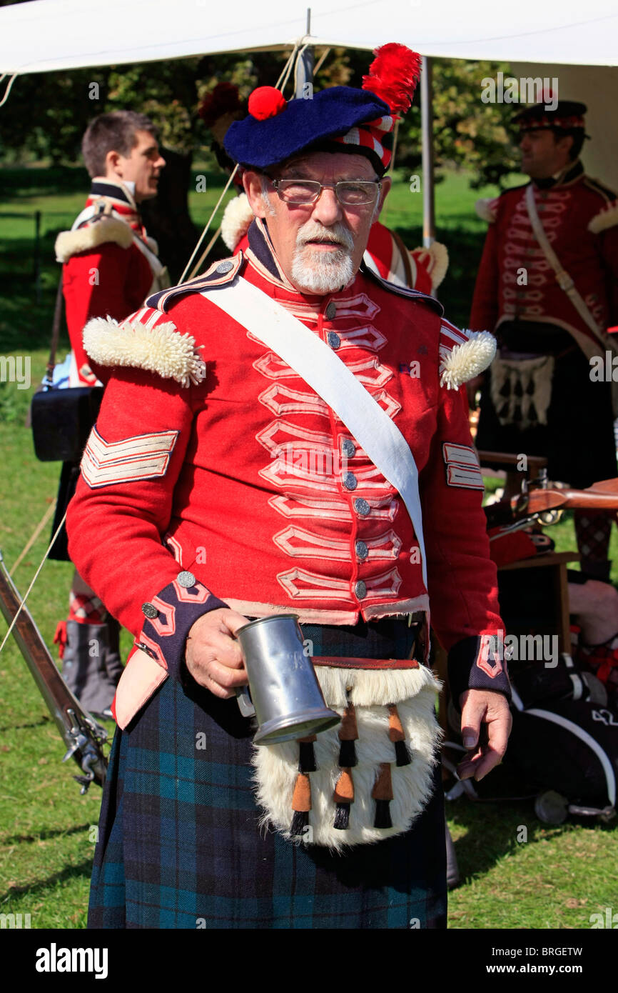 Homme de la Scots Guards régiment à une reconstitution de la bataille de Waterloo en 1815 Banque D'Images