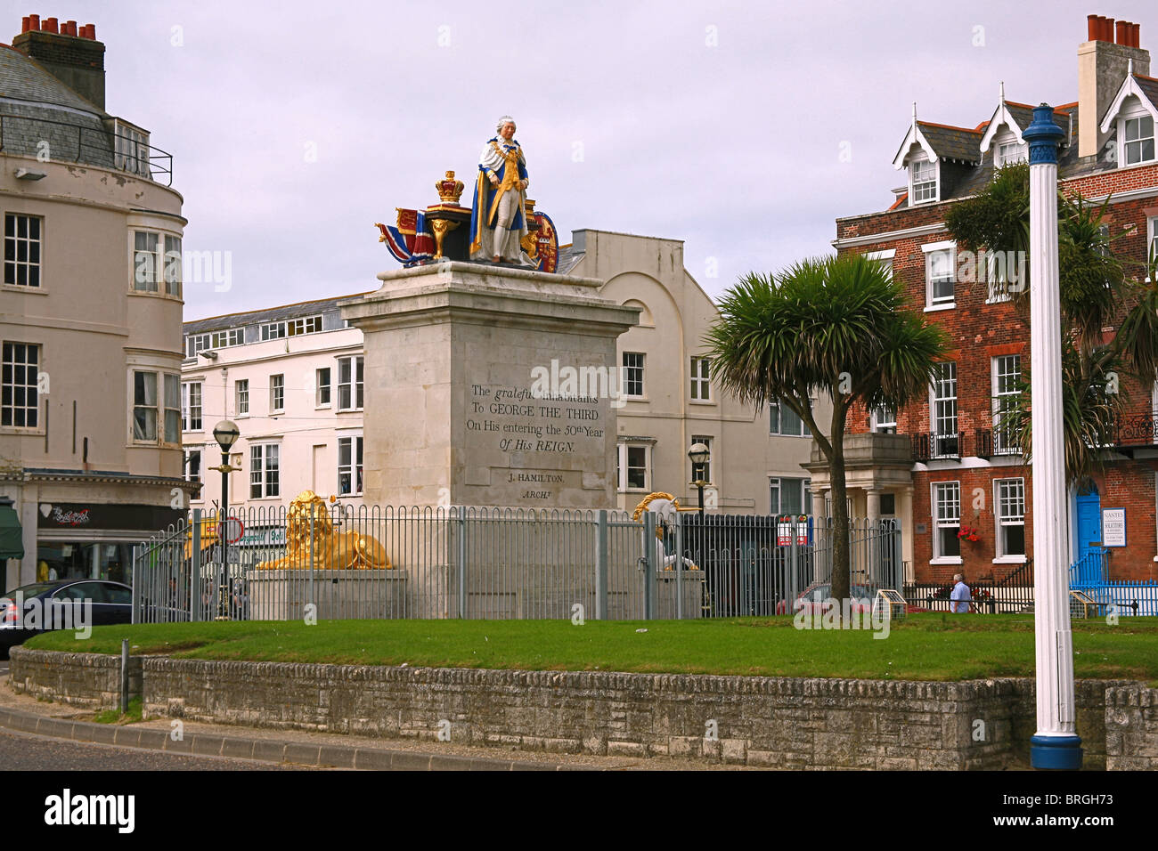 Statue de George III érigé sur le front de mer par les habitants de Weymouth Dorset England UK Banque D'Images