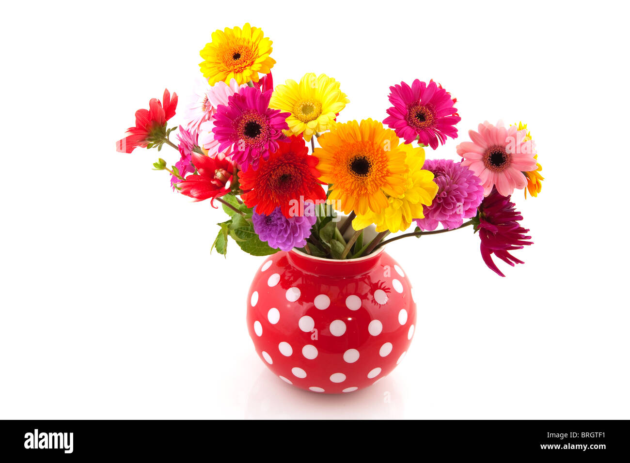Bouquet coloré avec des dahlias et Gerber en notation vase Banque D'Images
