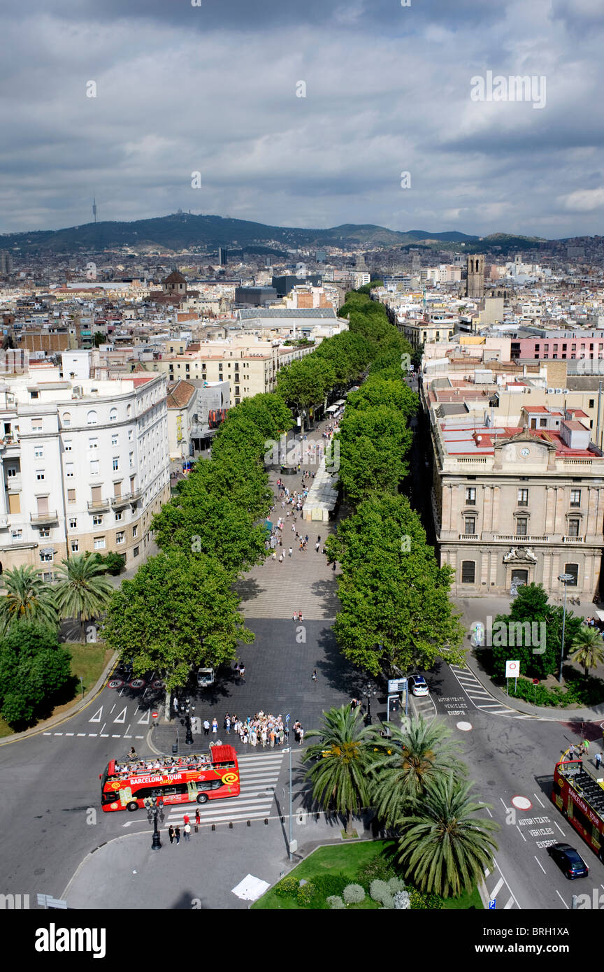 Pays Espagne vue sur la rue de La Rambla à Barcelone Banque D'Images