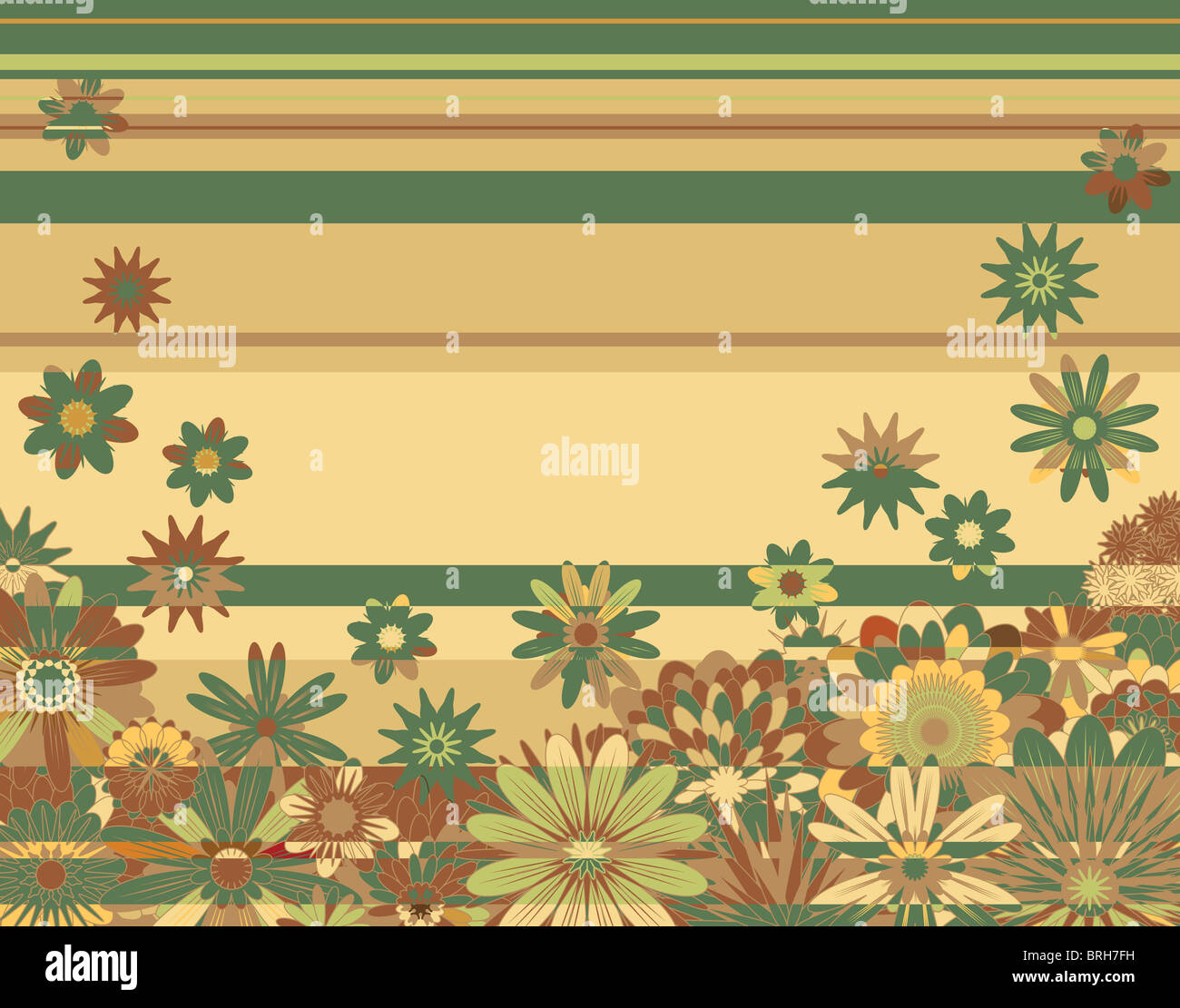 Illustration de fond de fleurs mixtes et des rayures Banque D'Images