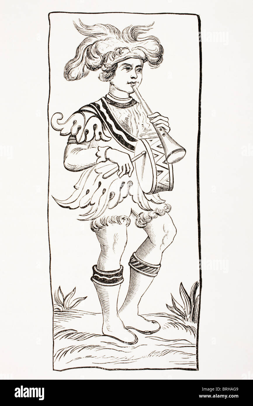 La carte Joker à partir d'un 15e siècle de tarot. Banque D'Images