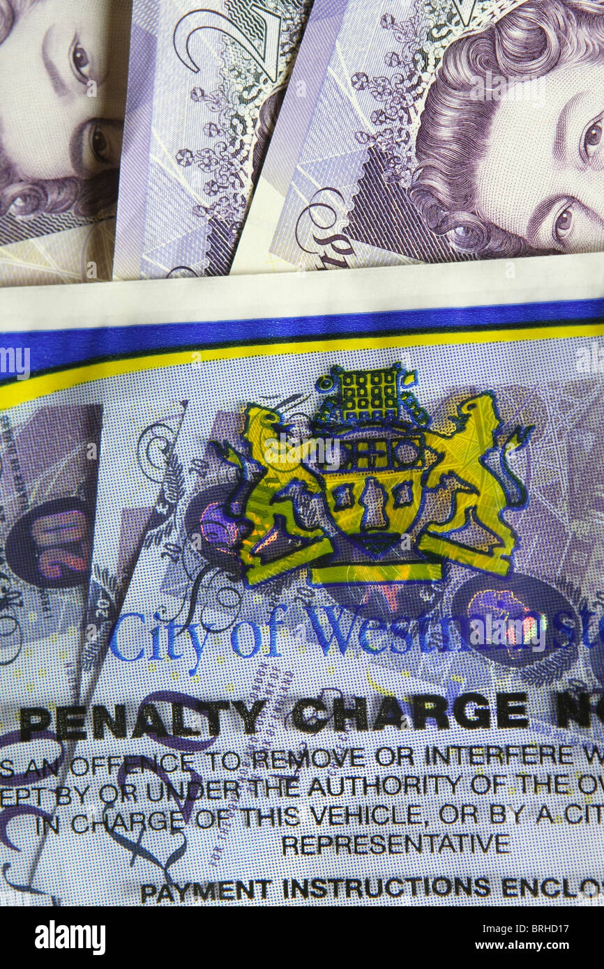 £20 notes à l'intérieur d'un détenteur de billets de stationnement en plastique Banque D'Images