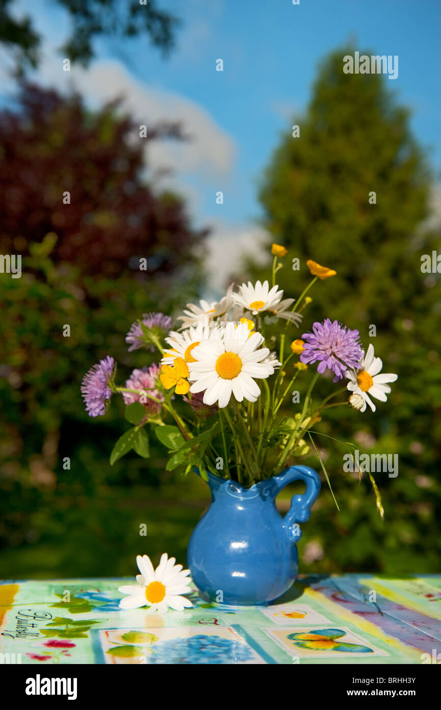 Bouquet de fleurs sauvages dans un vase le jardin Banque D'Images