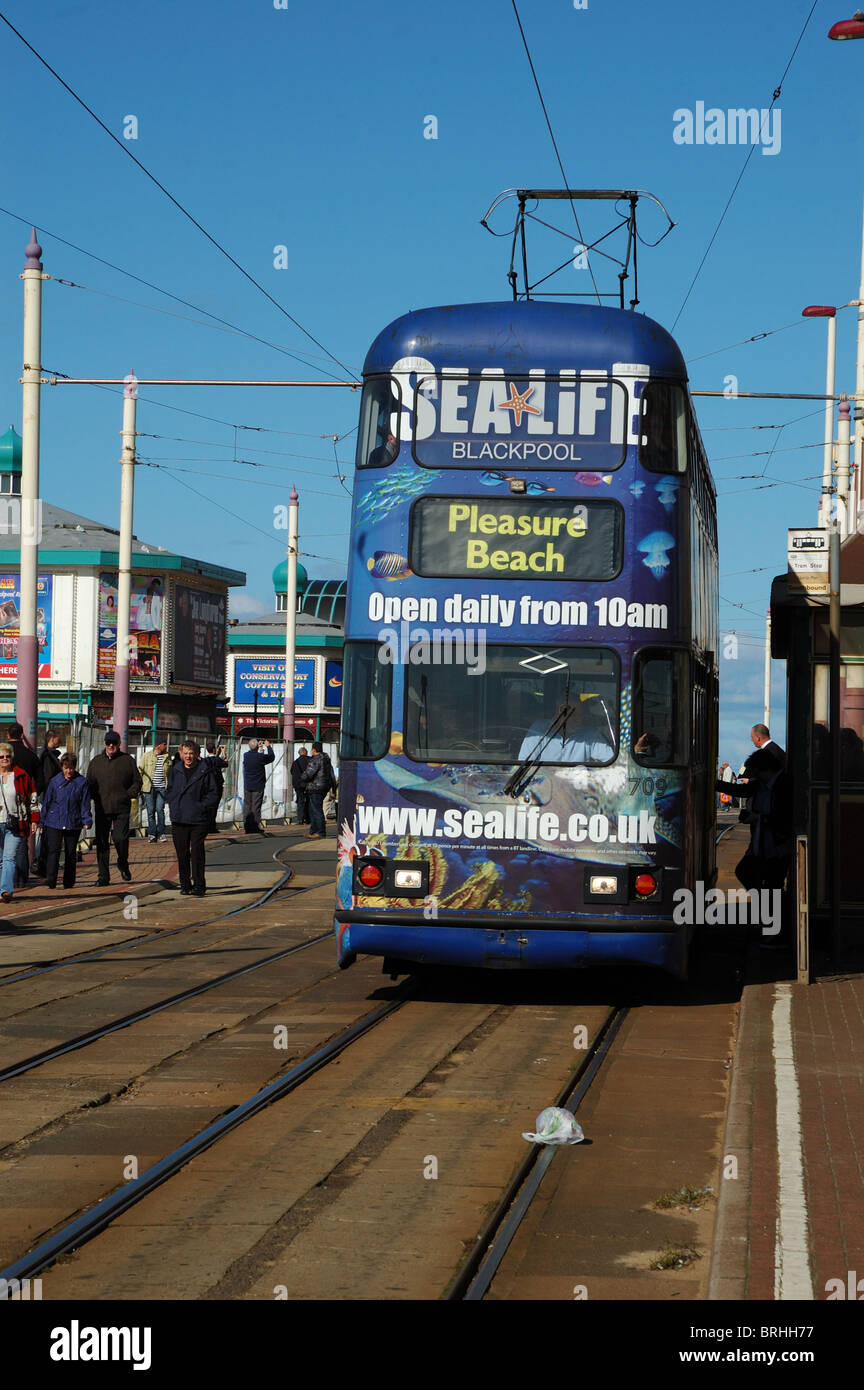 Tramway tramway Blackpool fylde 125e anniversaire de la société Banque D'Images