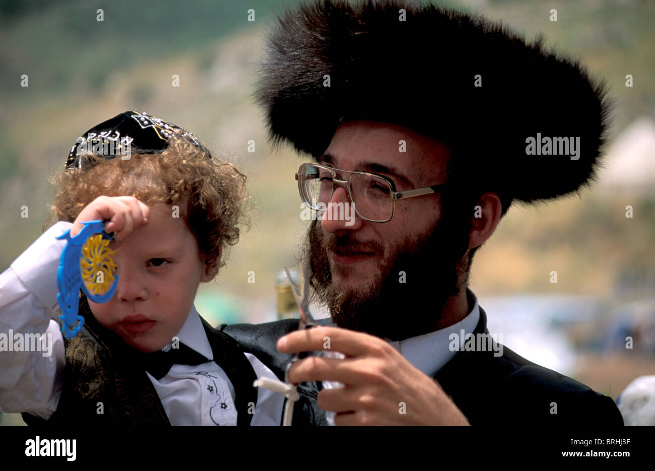 Israël, la Galilée, Halaka première coupe cérémonie à Meron sur Lag Baomer Banque D'Images