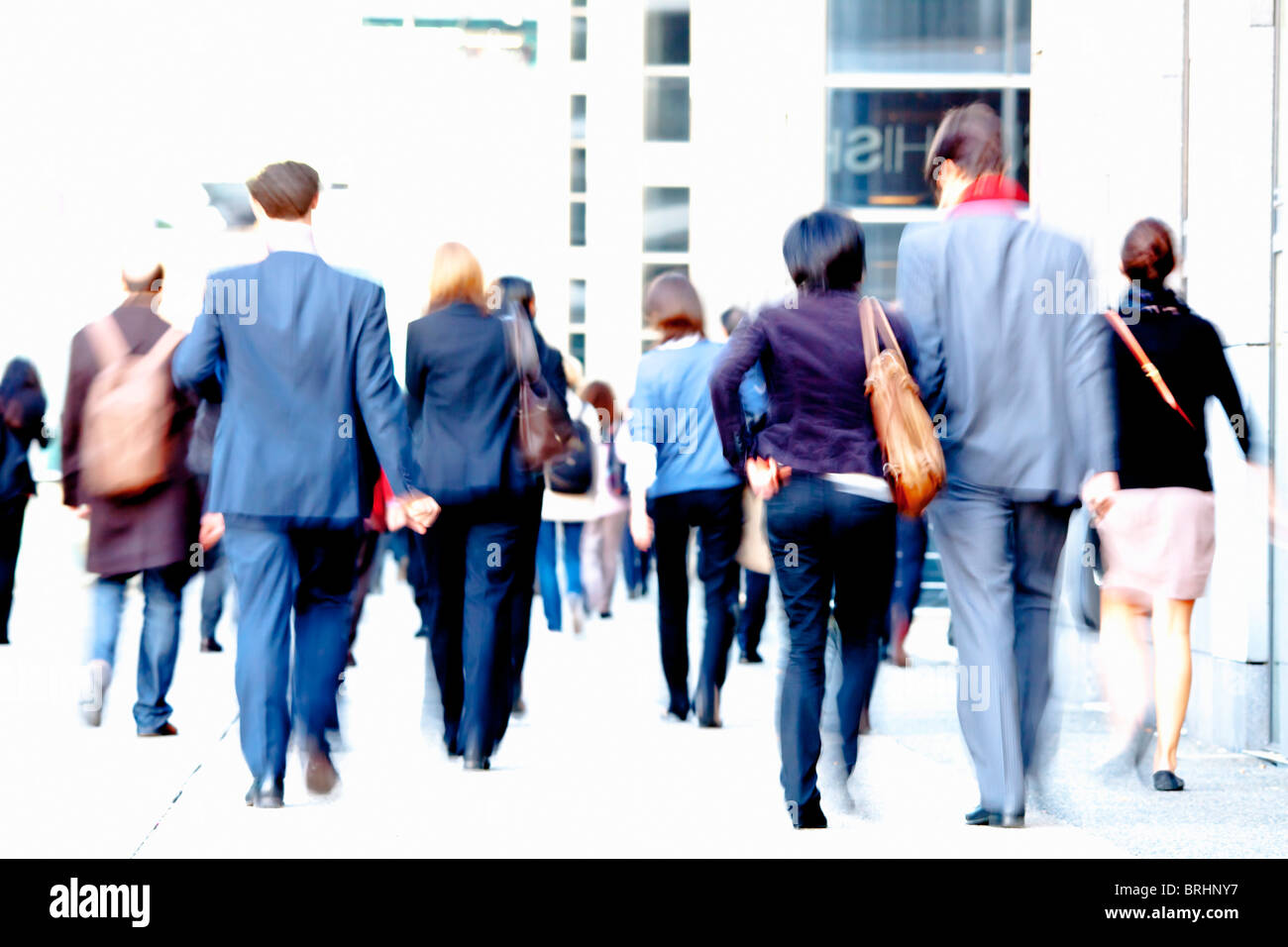 Paris, foule à Financial District, La Défense Banque D'Images