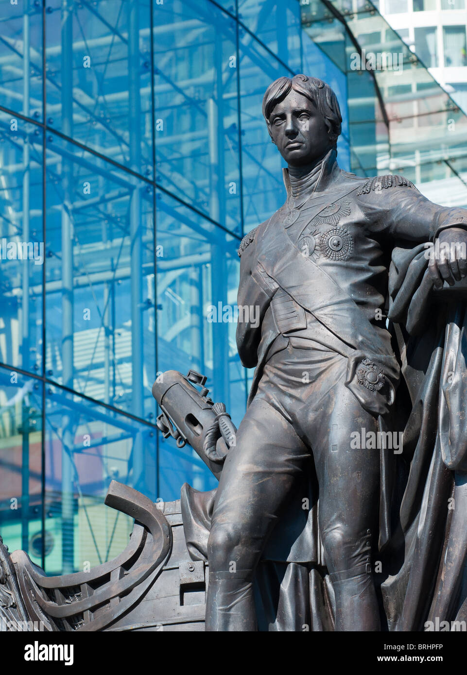 Statue en bronze de l'Amiral Nelson dans l'arène, Birmingham, Grande-Bretagne, 2010 Banque D'Images