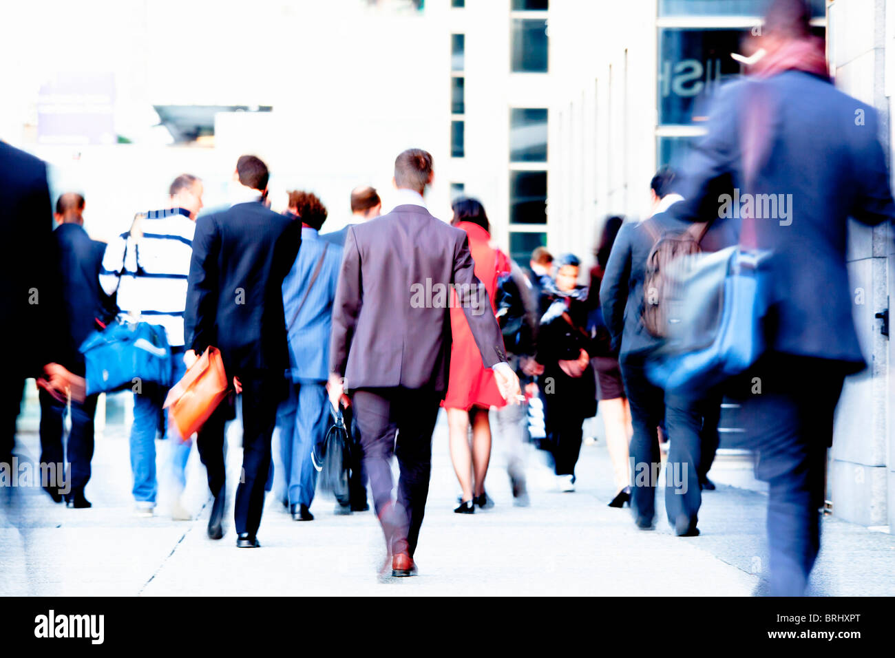 Paris, foule à Financial District, La Défense Banque D'Images